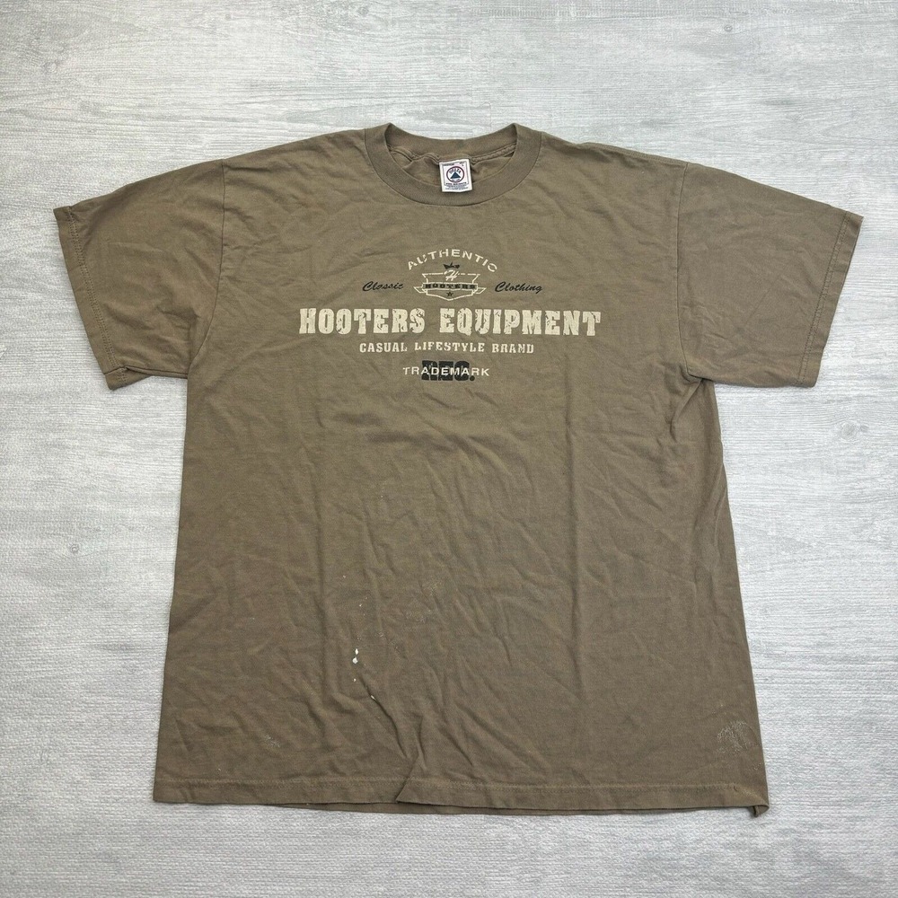 Vintage Hooters Equipment Shirt Adult Large‎ Brown Owl Logo Restaurant Bar